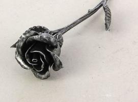 Роза кованая серебряная 32 см, ручная работа