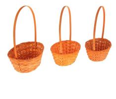 Набор корзин плетеных оранжевых, бамбук, 3 шт