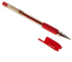 Ручка гелевая 0,7мм тонированный корпус с резиновым держателем, стержень красный