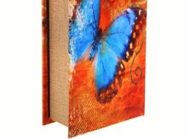 Ключница-книга Голубая бабочка, обтянута шелком