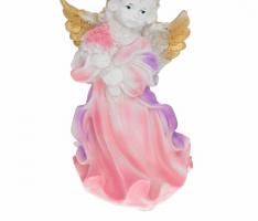 Статуэтка Ангел в платье с букетом бело-розовый