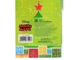 Ручка пластиковая и блок для записей в открытке С Новым Годом, Микки Маус