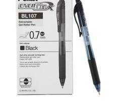 Ручка гелевая автомат Pentel Energel-X, резиновый упор, быстросохнующие чернила, узел 0.7мм, черный стержень (LR7)