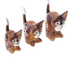 Набор кошек сувенирных Котятки с цветами на спинке, 3 шт