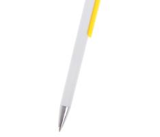 Ручка шариковая автоматическая Лого корпус белый с желтым держателем, стержень синий