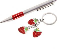 Набор подарочный 2в1: ручка, брелок Клубнички, цвет красный