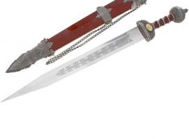 Сувенирное изделие меч римский, ножны под дерево, на гарде волк/орел