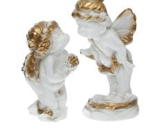 Набор статуэток 2 шт. Ангел и мотылек большая, бело-золотая