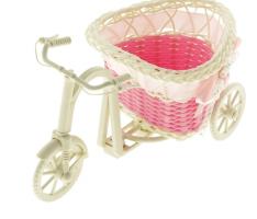 Корзинка декоративная Велосипед с кашпо - розовая лента
