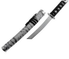 Нож танто сувенирный без подставки, кожа, серые ножны, под зебру