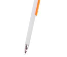 Ручка шариковая автоматическая Лого корпус белый с оранжевым держателем, стержень синий