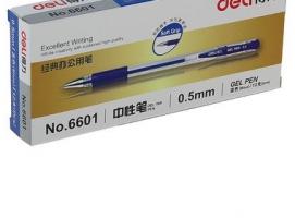 Ручка гелевая 0,5мм синяя прозрачный корпус с резиновым держателем DELI