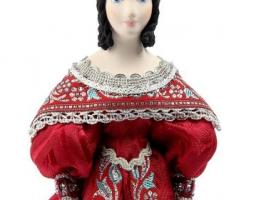 Сувенирная кукла Дама в бальном платье с веером. 1830-е г. Петербург