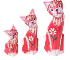 Набор кошек сувенирных Красные коты с цветочком, 3 шт