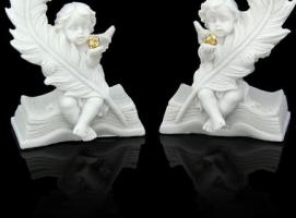 Сувенир Белоснежный ангел, сидящий на книге с пером, МИКС