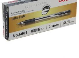 Ручка гелевая 0,5мм черная прозрачный корпус с резиновым держателем DELI