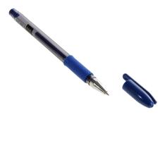 Ручка гелевая 0,5мм синяя GP-011 прозрачный корпус с резиновым держателем
