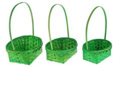 Набор корзин плетеных зелёных, бамбук, 3 шт