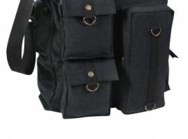 Черная винтажная сумка с карманами 