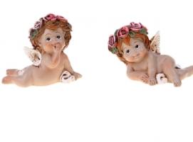 Сувенир Ангел в веночке из роз на подставке МИКС