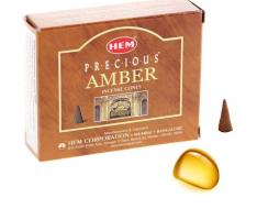 Благовония конус HEM Precious Amber Драгоценный янтарь 10 штук в упаковке