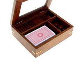 Набор игр в шкатулке (домино, карты, 5 кубиков)