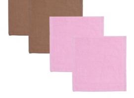 Набор полотенец в корзинке Collorista Chocolate-pink 30х30шт - 4 шт, хлопок