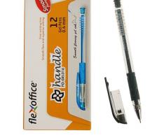 Ручка гелевая стандарт резиновый упор FlexOffice Handle, узел-игла 0.4мм черная