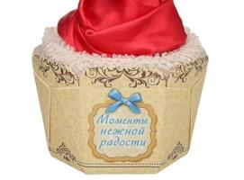 Полотенце сувенирное пироженка Collorista Красная роза в ванили 30х30 см, хлопок