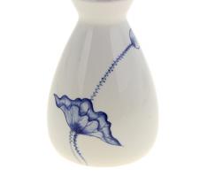 Ваза керамика Белая с голубым цветком, малая