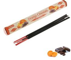 Благовония шестигранник Sarathi Orange Chocolate Апельсин шоколад 20 палочек в упаковке