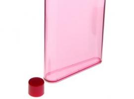 Фляжка пластик 420 мл розовая 21*13*2,8