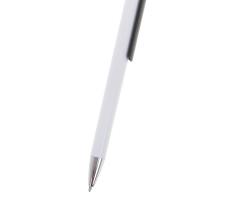 Ручка шариковая автоматическая Лого корпус белый с черным держателем, стержень синий