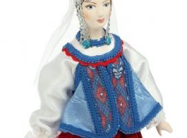 Сувенирная кукла Девичий праздничный костюм к .19 - н. 20 в. Волгоградская губ.