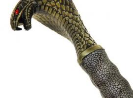 Сув. изделие катана на подставке, ножны кожзам, голова кобры полистоун, змея 115см