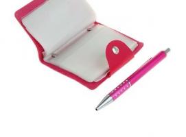 Набор подарочный 2в1 в коробке (ручка+визитница) Розовая пастила 16,5х12х2,5 см