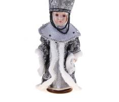 Кукла коллекционная Снегурочка-царевна в серебристо-чёрной шубке