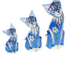 Набор кошек сувенирных Голубые коты с цветочком, 3 шт