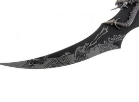 Нож сувенирный на подставке, рукоять и лезвие - дракон с распахнутыми крыльями