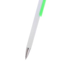 Ручка шариковая автоматическая Лого корпус белый с зеленым держателем, стержень синий