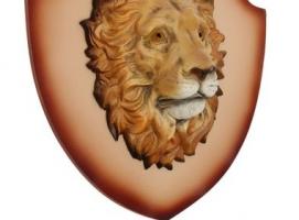 Панно Голова льва бежевый щит