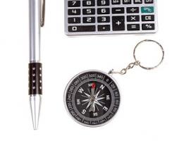Подарочный набор, 3 предмета в коробке: ручка, брелок-компас, калькулятор