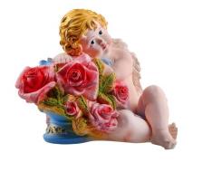 Статуэтка Ангел Валентин с розами глаза открыты