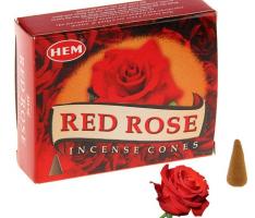 Благовония конус HEM cones Red Rose Красная роза 10 штук в упаковке