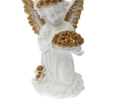 Статуэтка Ангел с корзиной цветов большая, золото