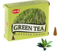 Благовония конус HEM Green Tea Зелёный чай 10 штук в упаковке