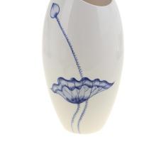 Ваза керамика Белая с голубым цветком