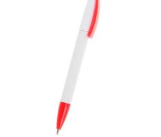 Ручка шариковая поворотная Лого корпус белый с красным держателем, стержень синий